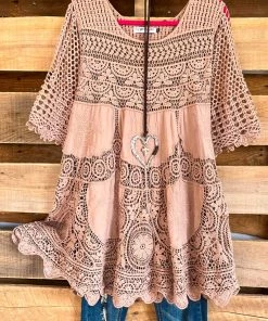 Origami What's New AHB EXCLUSIVE: Delightful Details Cotton Top - Taupe/Mocha