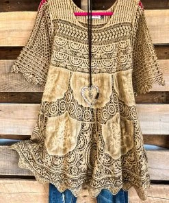 Origami AHB EXCLUSIVE: Delightful Details Cotton Top - Washed Taupe What's New