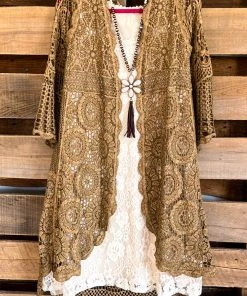 Origami What's New AHB EXCLUSIVE: Go For It Crochet Cardigan - SW Taupe - 100% COTTON