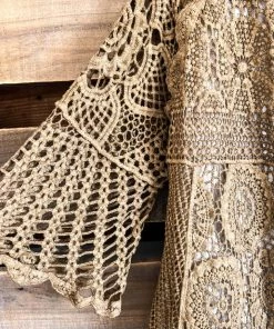 Origami What's New AHB EXCLUSIVE: Go For It Crochet Cardigan - SW Taupe - 100% COTTON