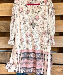 Origami What's New AHB EXCLUSIVE: Candle On The Water Suede Tunic - Beige/Floral