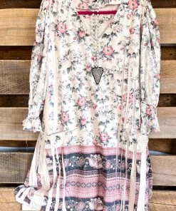 Origami What's New AHB EXCLUSIVE: Candle On The Water Suede Tunic - Beige/Floral