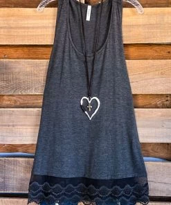 Emerald Extender: Slip On Tank/Tunic - Charcoal What's New