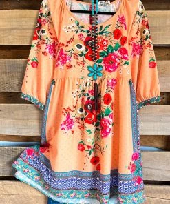 Umgee What's New Tropical Meadow Dress - Cantaloupe