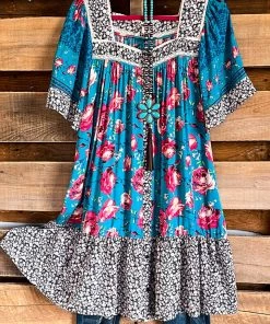 Umgee Summer Tide Dress - Mint Blue Mix What's New