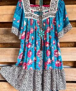 Umgee Summer Tide Dress - Mint Blue Mix What's New