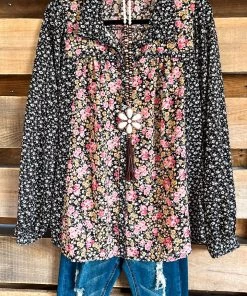 Umgee Genuine Charm Top - Black Mix