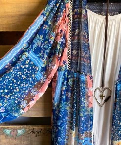 Umgee Good Fortune Long Kimono - Navy/Mauve - SALE