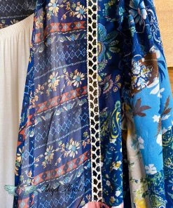 Umgee Good Fortune Long Kimono - Navy/Mauve - SALE