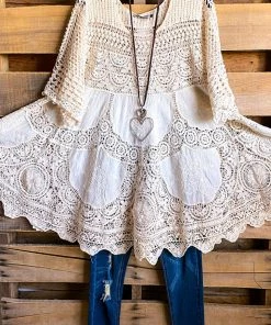 Origami AHB EXCLUSIVE: Delightful Details Cotton Top - Natural - 100% COTTON What's New