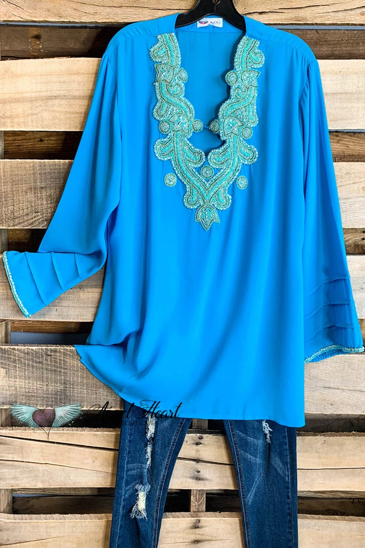 Kareena's Trends AHB EXCLUSIVE: Arabian Nights Blouse - Turquoise What's New 3 Kareena's Trends AHB EXCLUSIVE: Arabian Nights Blouse - Turquoise What's New