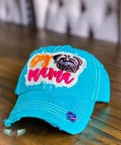 Too Too Hat What's New Dog Mama Pug Face Hat - Turquoise