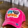 Too Too Hat Dog Mama Pug Face Hat - Fuchsia