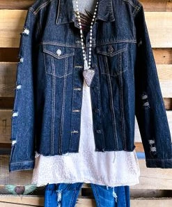 Andree Denim Dream Jacket - Charcoal (Embroidered Back) - SALE