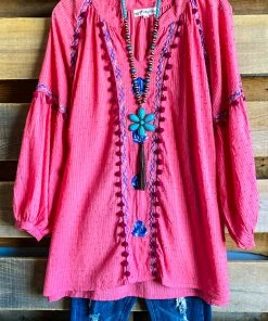 A&A AHB EXCLUSIVE: Let It Be Me Tunic - Pink - 100% COTTON What's New