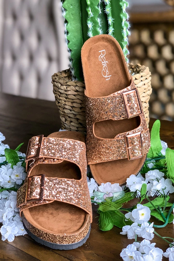 Angel Heart Boutique Shine Bright Buckle Sandals - Rose Gold - SALE Shoes 5 Angel Heart Boutique Shine Bright Buckle Sandals - Rose Gold - SALE Shoes