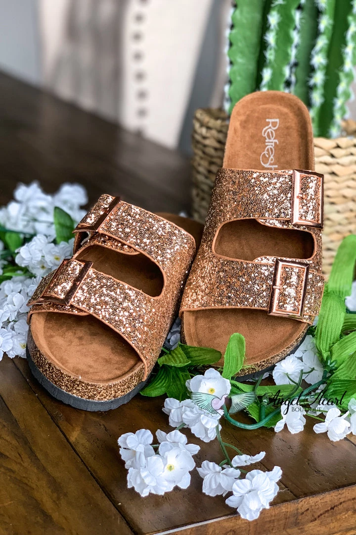 Angel Heart Boutique Shine Bright Buckle Sandals - Rose Gold - SALE Shoes 3 Angel Heart Boutique Shine Bright Buckle Sandals - Rose Gold - SALE Shoes