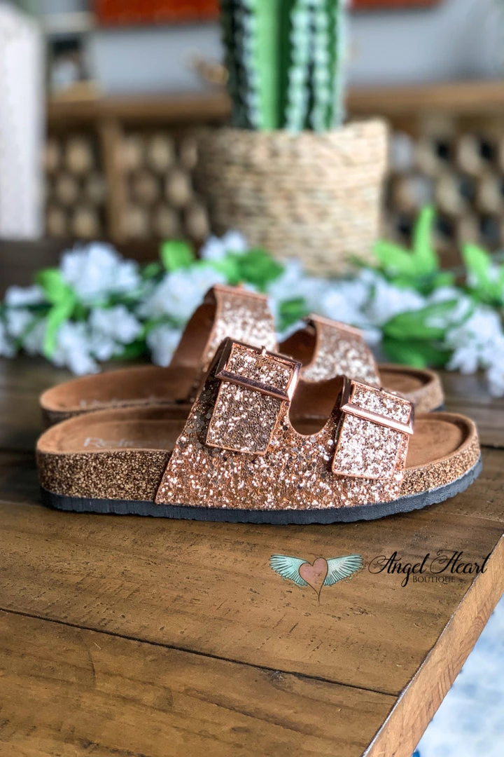 Angel Heart Boutique Shine Bright Buckle Sandals - Rose Gold - SALE Shoes 8 Angel Heart Boutique Shine Bright Buckle Sandals - Rose Gold - SALE Shoes