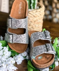 Fashion Go Shoes Shine Bright Buckle Sandals - Silver - SALE