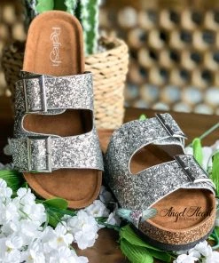 Fashion Go Shoes Shine Bright Buckle Sandals - Silver - SALE