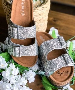 Fashion Go Shoes Shine Bright Buckle Sandals - Silver - SALE