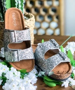 Fashion Go Shoes Shine Bright Buckle Sandals - Silver - SALE