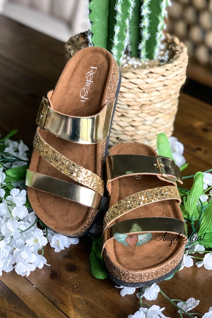 Fashion Go Shine Bright Strap Sandals - Champagne Gold - SALE Shoes 3 Fashion Go Shine Bright Strap Sandals - Champagne Gold - SALE Shoes