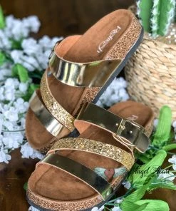 Fashion Go Shine Bright Strap Sandals - Champagne Gold - SALE Shoes