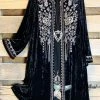 Andree By Unit AHB EXCLUSIVE: Long Velvet Embroidery Cardigan - Black