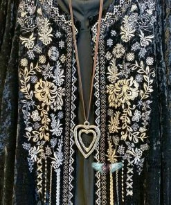 Andree By Unit AHB EXCLUSIVE: Long Velvet Embroidery Cardigan - Black