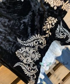 Andree By Unit AHB EXCLUSIVE: Crushed Velvet Embroidered Cardigan - Black