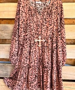 Umgee Simple Determination Dress - Dust Mauve Mix - SALE