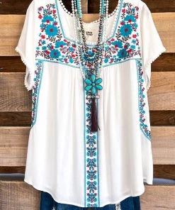 Andree All To Myself Top - Ivory Teal