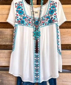 Andree All To Myself Top - Ivory Teal