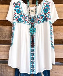 Andree All To Myself Top - Ivory Teal