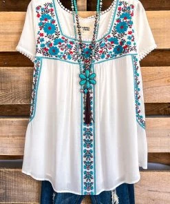 Andree All To Myself Top - Ivory Teal