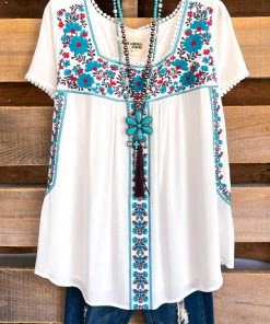 Andree All To Myself Top - Ivory Teal