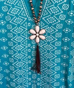 Andree Traditional Salutations Tunic - Teal Ivory - SALE