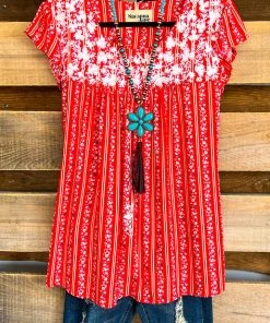 Andree Cheerful Blossoms Top - Tomato Red What's New