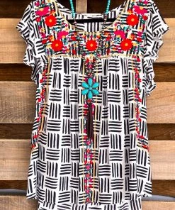 Andree Too Close To You Top - Ivory Black - SALE