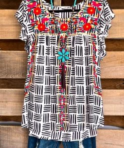 Andree Too Close To You Top - Ivory Black - SALE