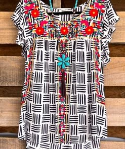 Andree Too Close To You Top - Ivory Black - SALE