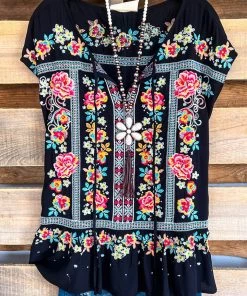 Andree What's New Ravishing Embroidered Tunic - Black
