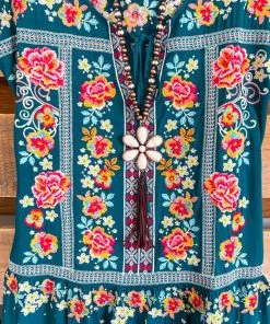 Andree Ravishing Embroidered Blouse - Teal