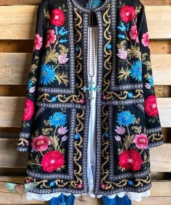 Andree AHB EXCLUSIVE: Elegance Everywhere Embroidered Coat- Black