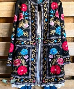 Andree AHB EXCLUSIVE: Elegance Everywhere Embroidered Coat- Black