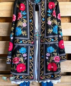 Andree AHB EXCLUSIVE: Elegance Everywhere Embroidered Coat- Black