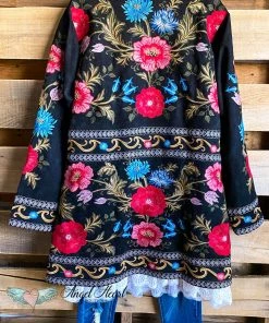 Andree AHB EXCLUSIVE: Elegance Everywhere Embroidered Coat- Black