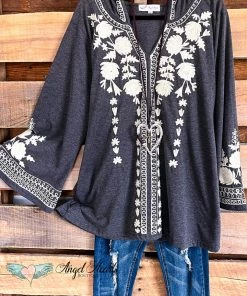 Asha What's New AHB EXCLUSIVE - My Embroidery Hoodie Top - Gray