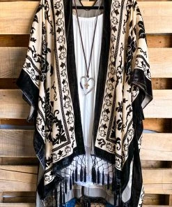 Leto AHB EXCLUSIVE: Stained Glass Kimono Burnout Velvet - Black What's New